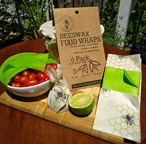 Beeswax Food Wraps. Set of 6 Natural, Biodegradable, Sustainable and Reusable!