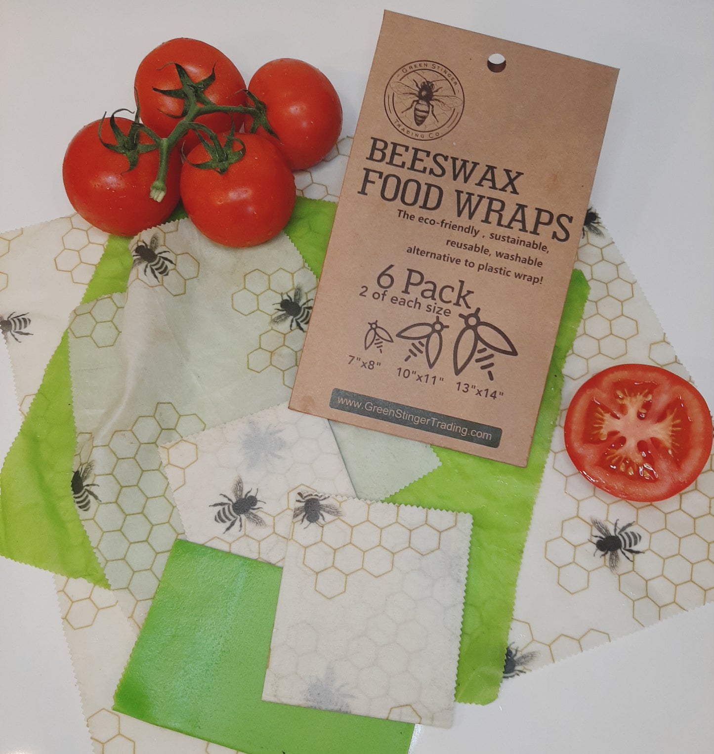 Beeswax Food Wraps. Set of 6 Natural, Biodegradable, Sustainable and Reusable!